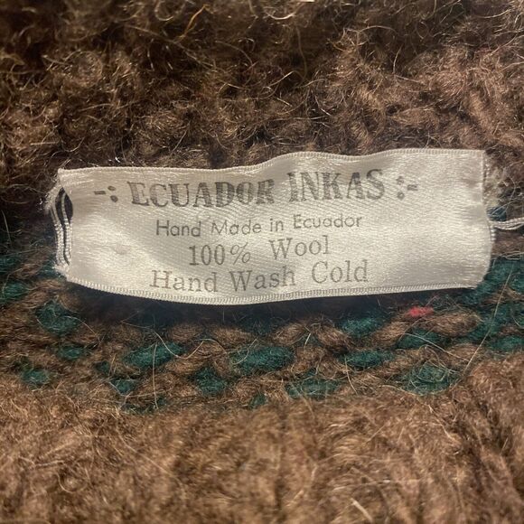 Ecuador Inkas Hand Made in Ecuador 100% Wool Patterned Sweater Warm - Picture 3 of 7